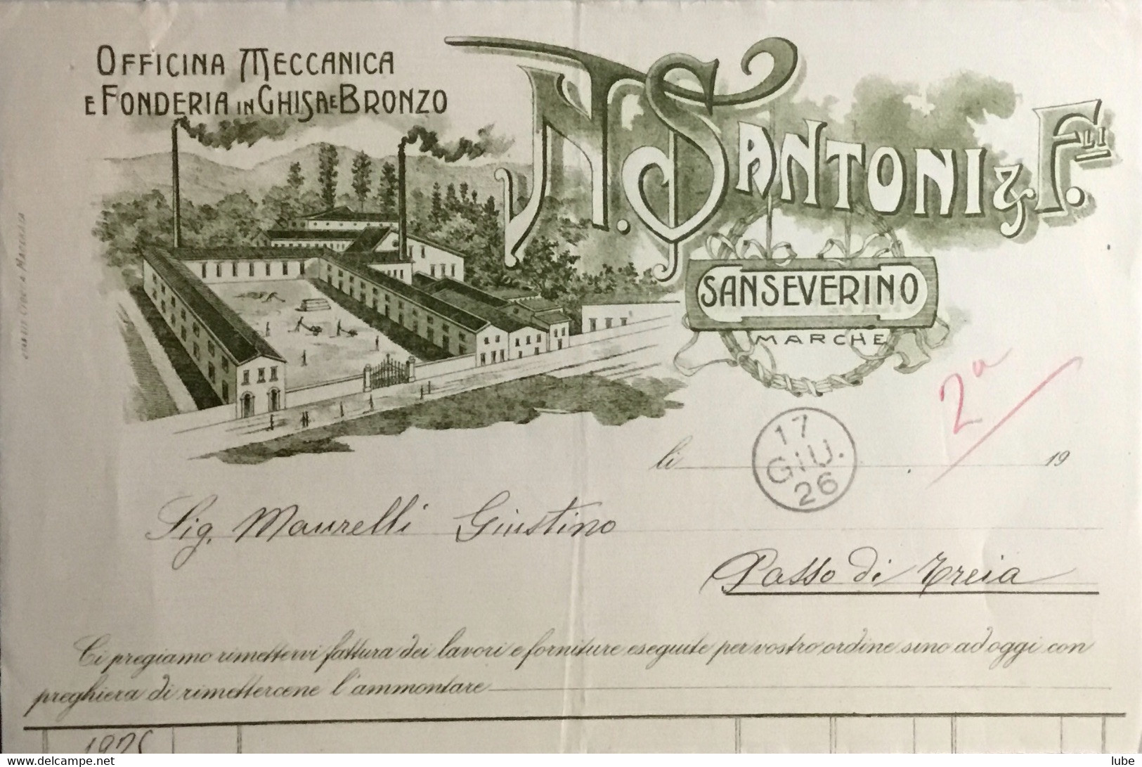 1926 SANSEVERINO. SANTONI - Advertising