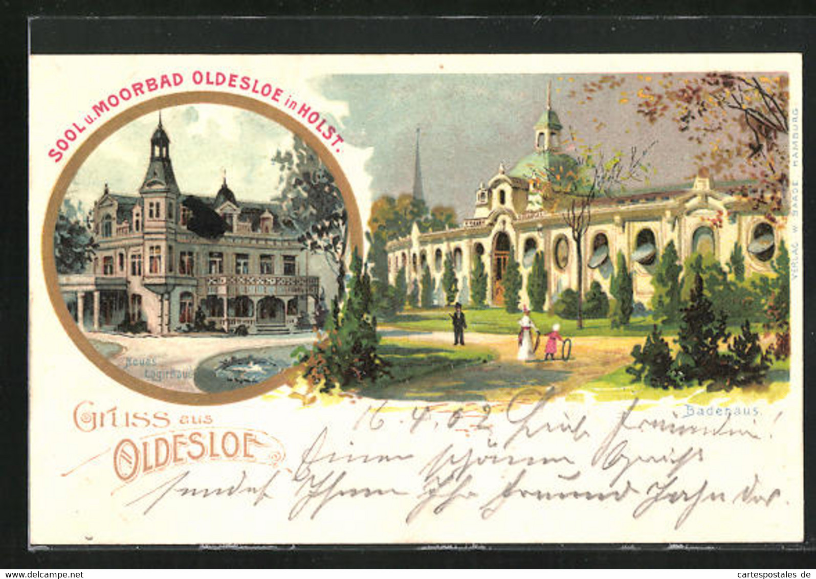 Lithographie Oldesloe I. Holst., Sool- Und Moorbad Mit Hotel, Logierhaus, Badehaus - Bad Oldesloe