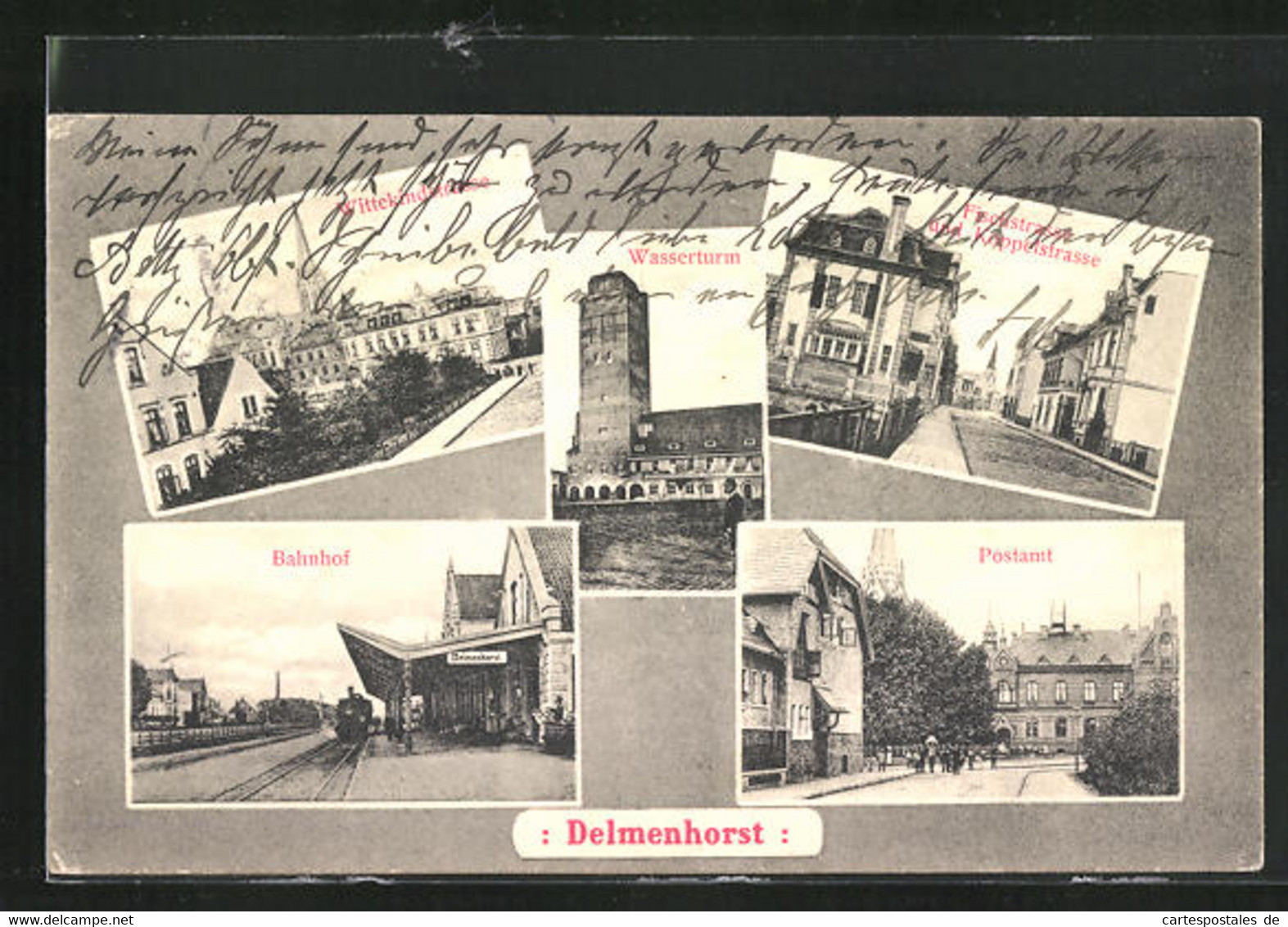 AK Delmenhorst, Bahnhof, Wasserturm, Fischstrasse Und Koppelstrasse - Delmenhorst