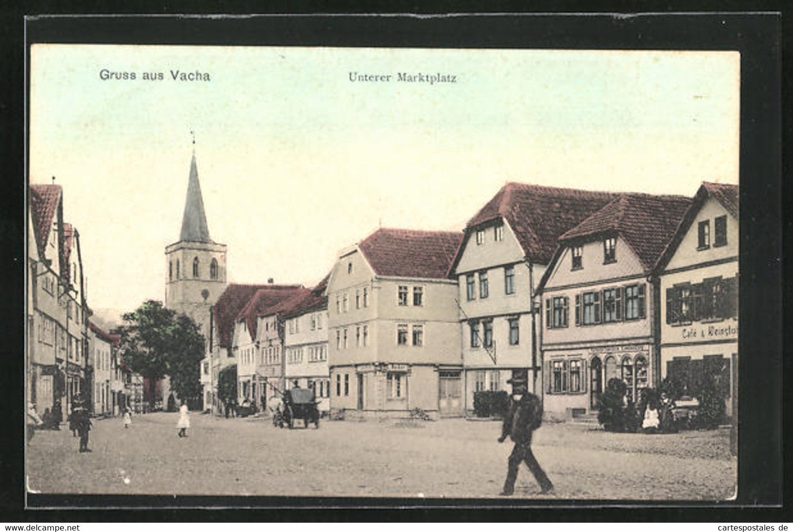 AK Vacha, Unterer Marktplatz Mit Café Und Geschäften - Vacha