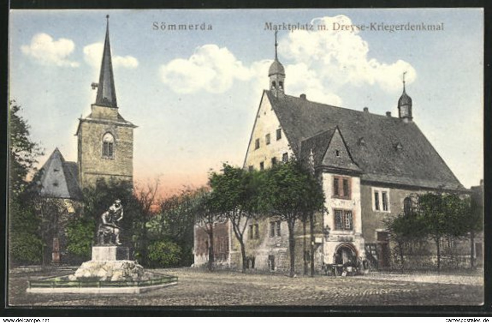 AK Sömmerda, Marktplatz Und Dreyse-Kriegerdenkmal - Soemmerda