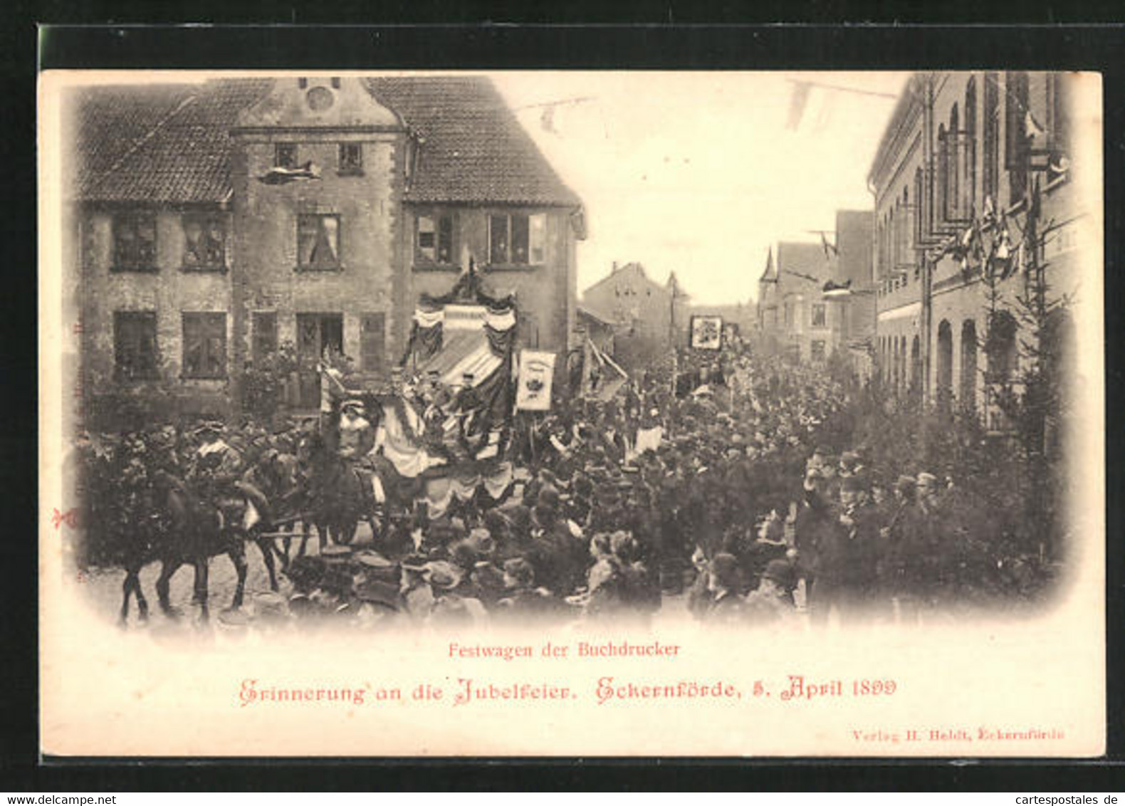 AK Eckernförde, Jubelfeier 1899, Festwagen Der Buchdrucker - Eckernförde