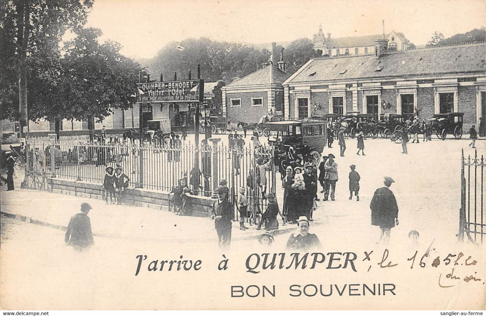 CPA 29 J'ARRIVE A QUIMPER BON SOUVENIR - Quimper