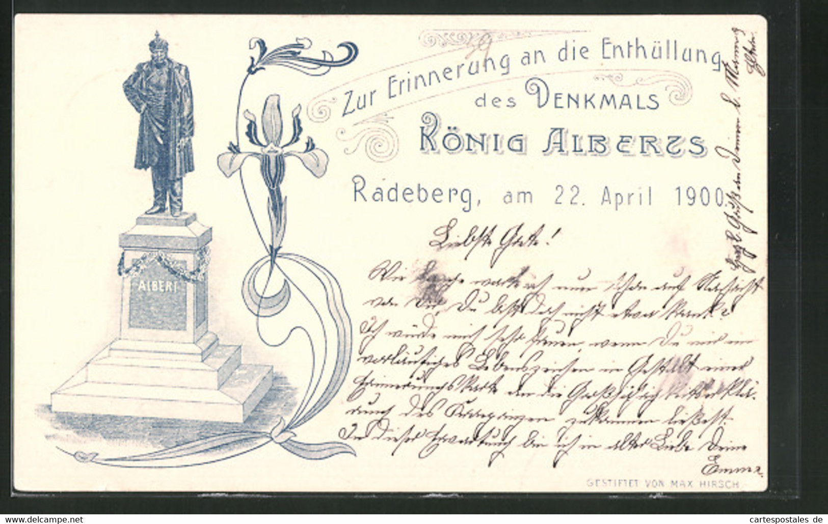 Lithographie Radeberg, Enthüllung Des Denkmals König Alberts Am 22.4.1900 - Radeberg