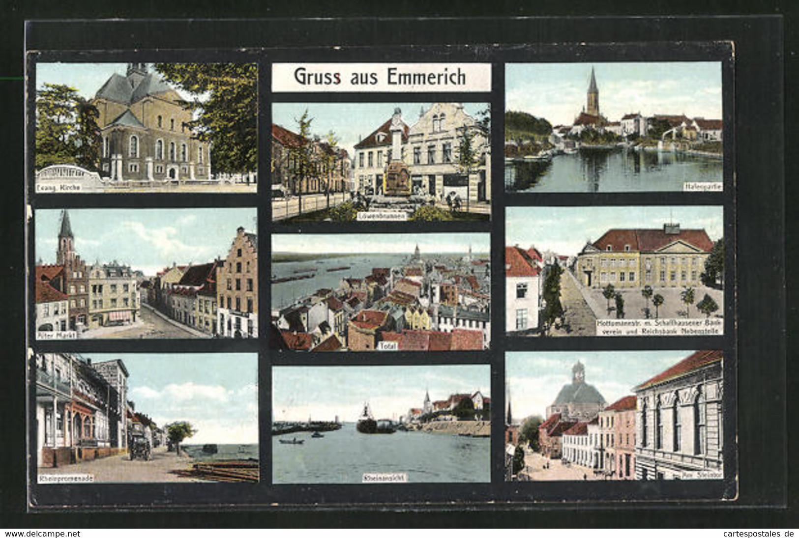 AK Emmerich A. Rh., Hafenpartie, Am Steintor, Rheinansicht, Rheinpromenade, Alter Markt - Emmerich