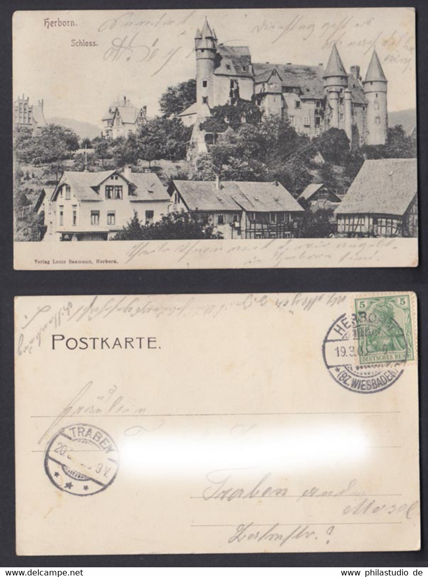 Ansichtskarte Herborn Schloss Gestempelt Herborn + Traben 1903 - Zonder Classificatie