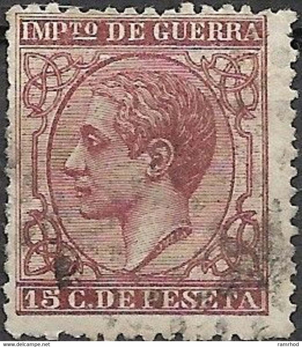 SPAIN 1877 War Tax Stamp - Cuban War (1868-78) - 15c. De P - Purple FU - Tasse Di Guerra