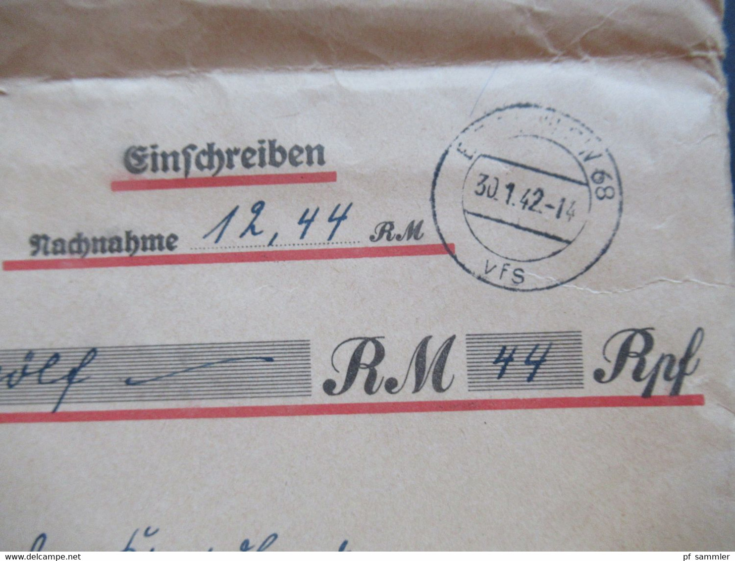 3.Reich 1942 Einschreiben Nachnahme Versandstelle Für Sammlermarken Beim Reichspostzentralamt Stempel Berlin W 68 Vfs - Storia Postale