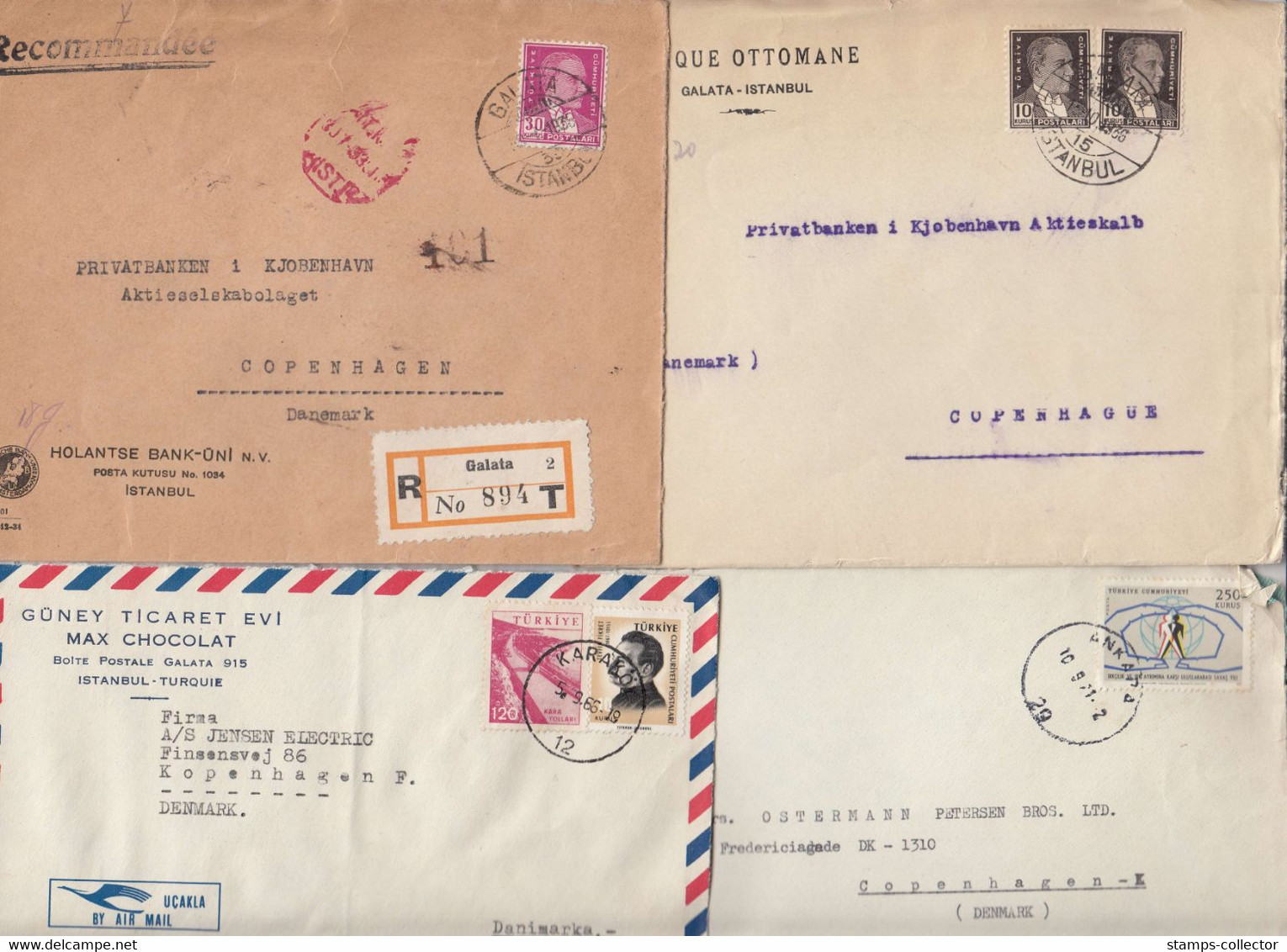 Turkey. Airmail / Recomended, 16 Letters Send To Denmark. Ca. 1936-1975 - Poste Aérienne