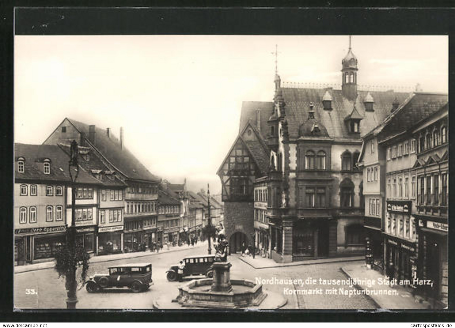 AK Nordhausen A. H., Kornmarkt Mit Neptunbrunnen - Nordhausen