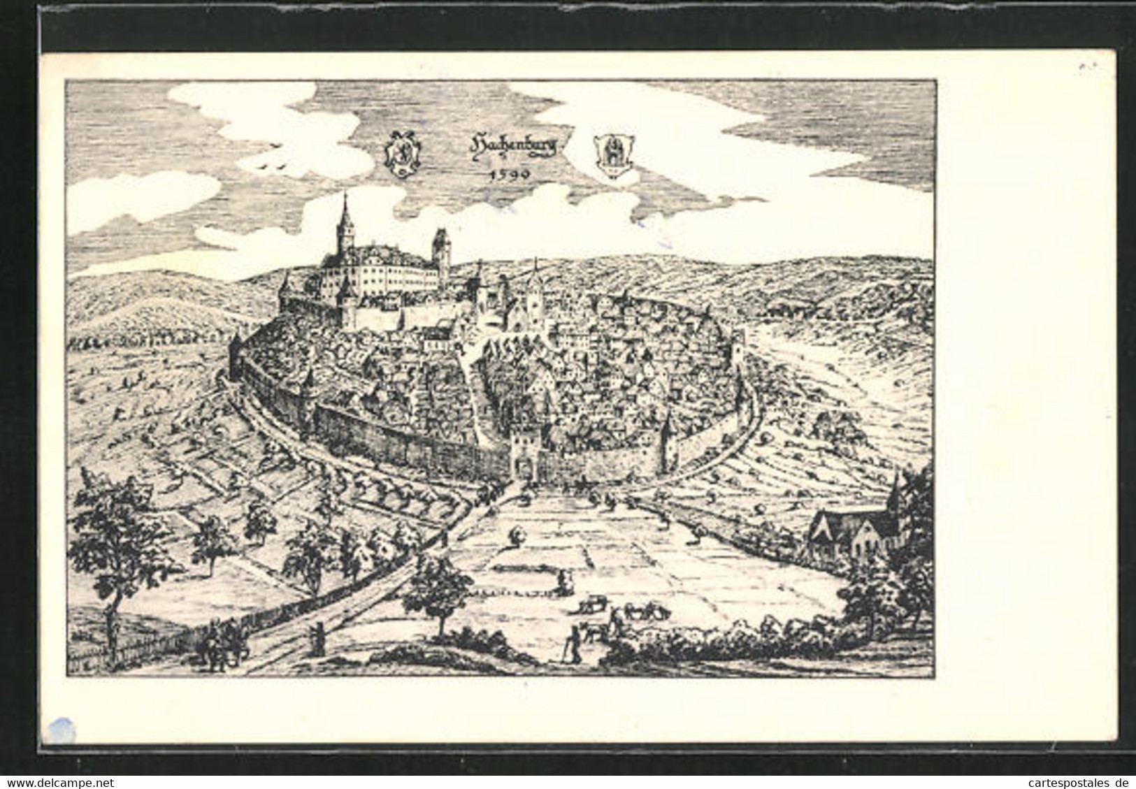 AK Hachenburg / Westerwald, Ortspanorama Aus Dem Jahre 1590 - Hachenburg