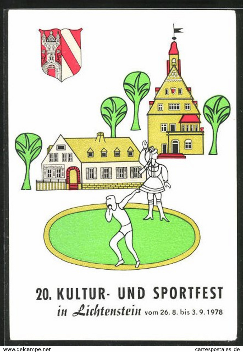 AK Lichtenstein, 20. Kultur- Und Sportfest 1978, Kugelstosser Und Jugendherberge - Lichtenstein