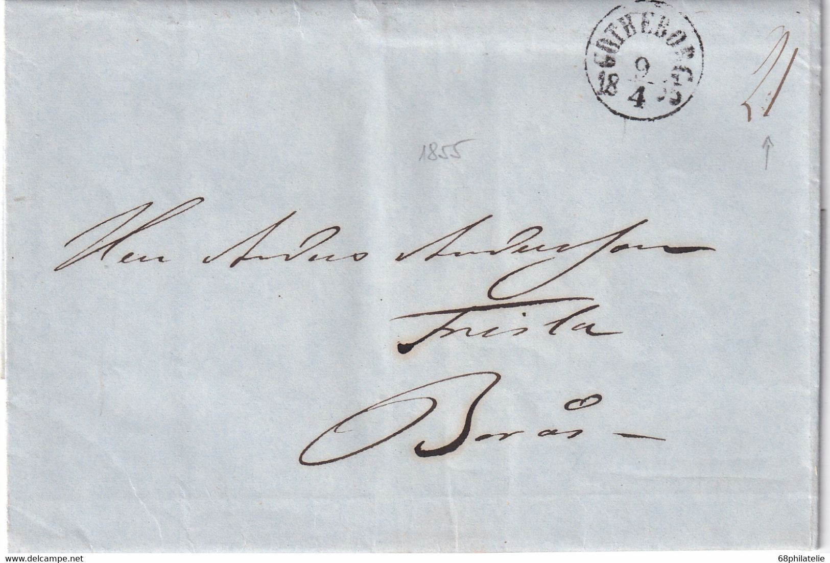 SUEDE 1855 LETTRE DE GOTHEBORG - ... - 1855 Vorphilatelie