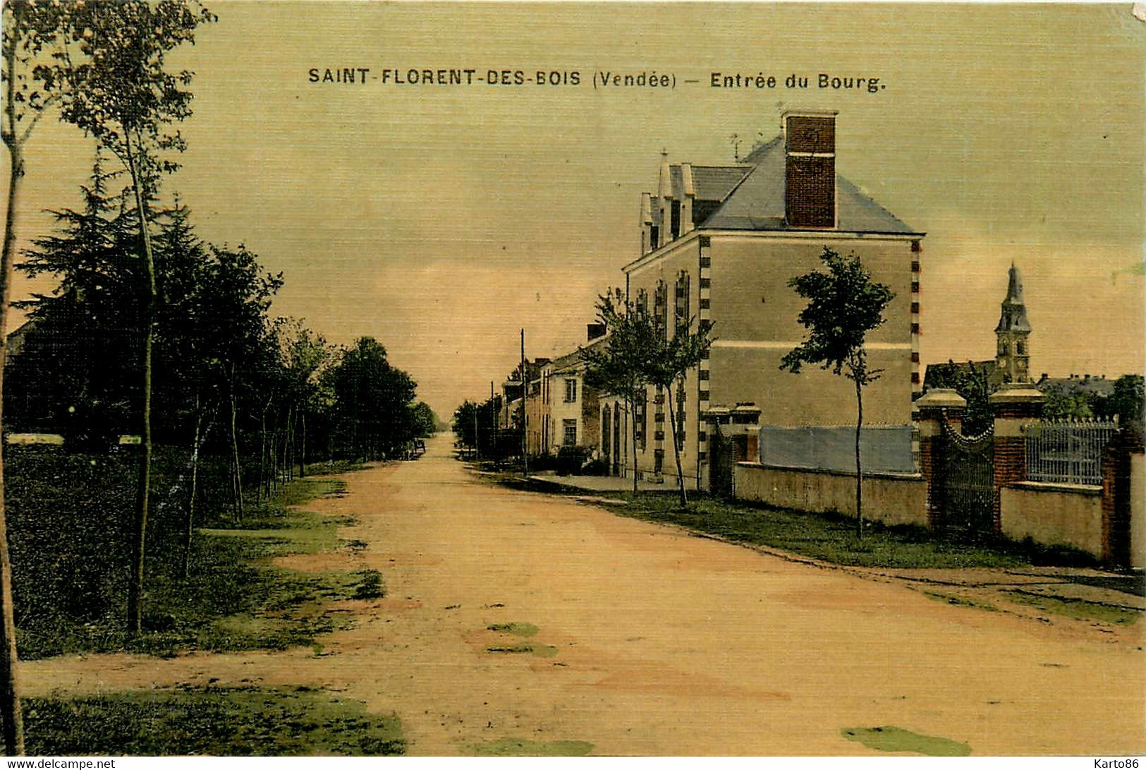 St Florent Des Bois * Route De L'entrée Du Bourg * Cpa Toilée Colorisée - Saint Florent Des Bois