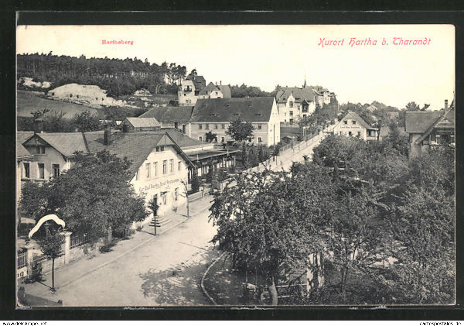 AK Hartha B. Tharandt, Strassenpartie Mit Hotel Bad Hartha & Harthaberg - Tharandt