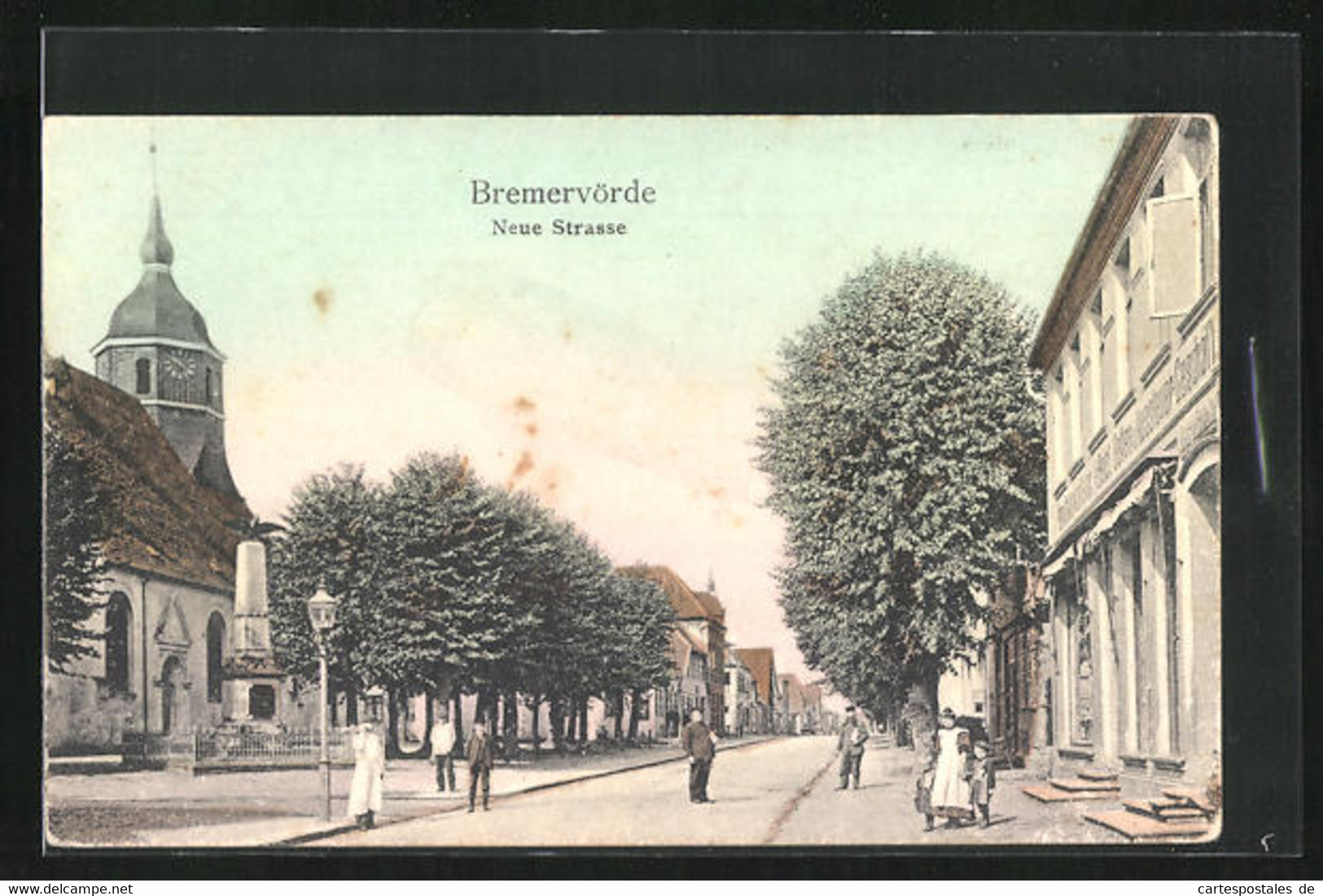 AK Bremervörde, Neue Strasse Mit Kirche - Bremervoerde