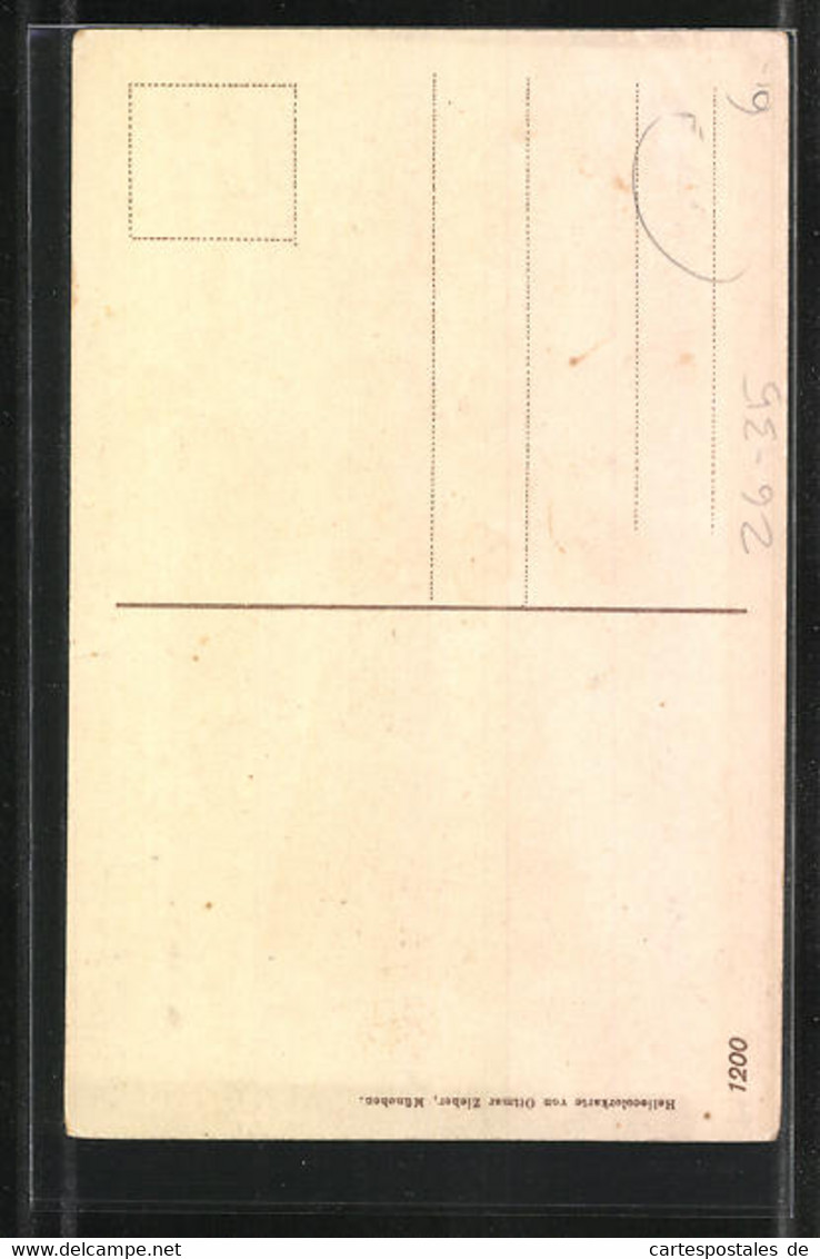 Künstler-AK P. O. Engelhard (P.O.E.): Gruss Aus München, Münchner Kindl, Frauenkirche Und Wappen - Engelhard, P.O. (P.O.E.)