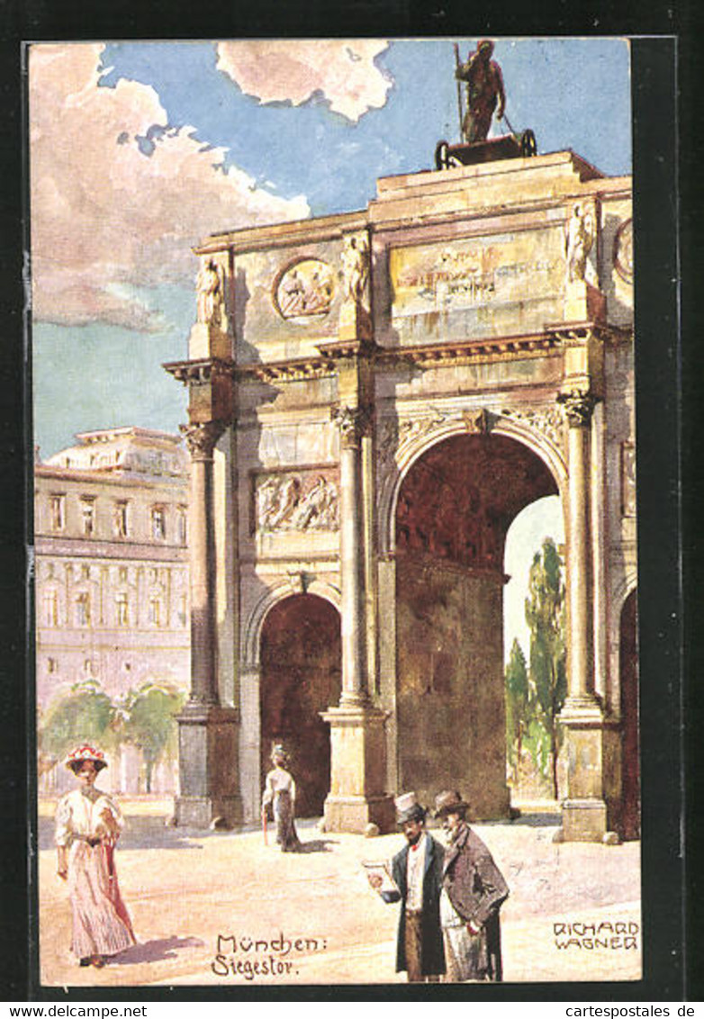 Künstler-AK Richard Wagner: München, Leute Am Siegestor - Wagner, Richard