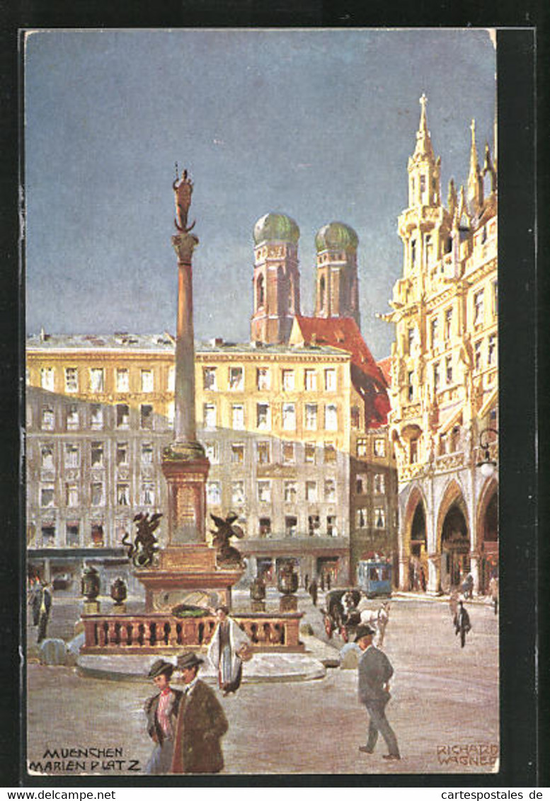 Künstler-AK Richard Wagner: München, Abendstimmung Am Marienplatz - Wagner, Richard