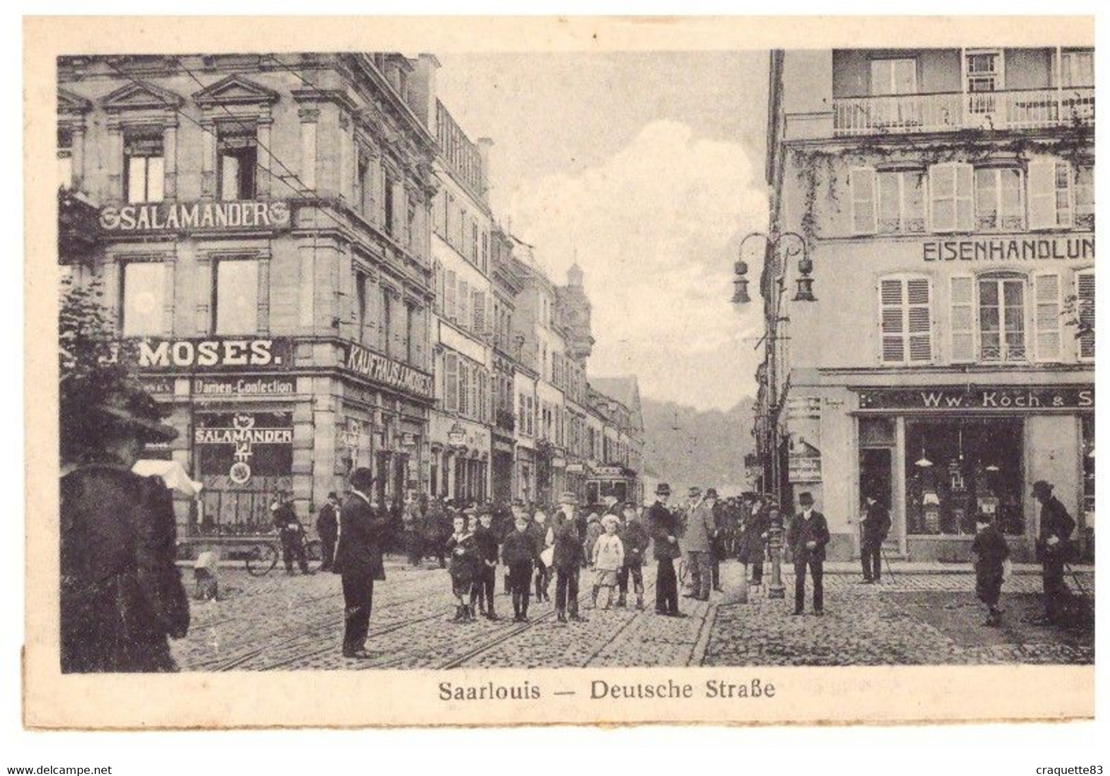 SAARLOUIS   DEUTSCHE STRABE   BELLE CARTE ANIMEE  1920 - Kreis Saarlouis