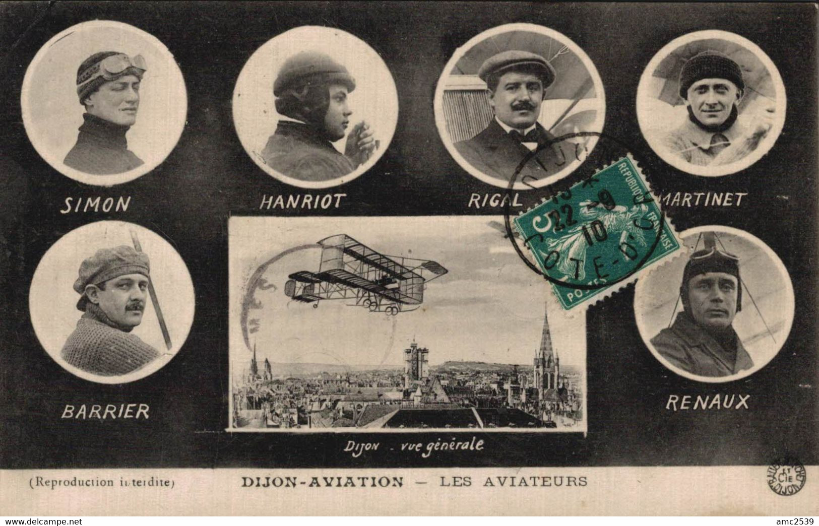 DIJON  AVIATION      CPA   Les Aviateurs Et Vue Générale De Dijon - Flieger