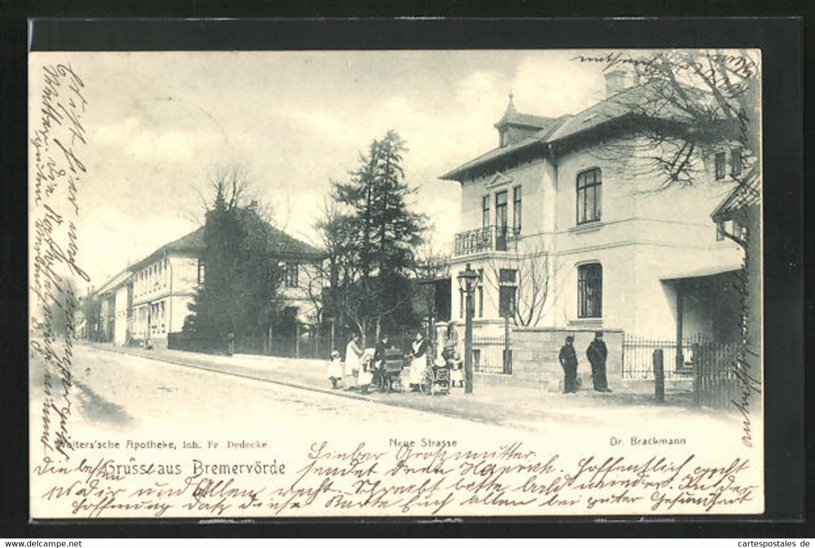 AK Bremervörde, Neue Strasse Mit Haus Dr. Brackmann Und Wolterscher Apotheke - Bremervoerde