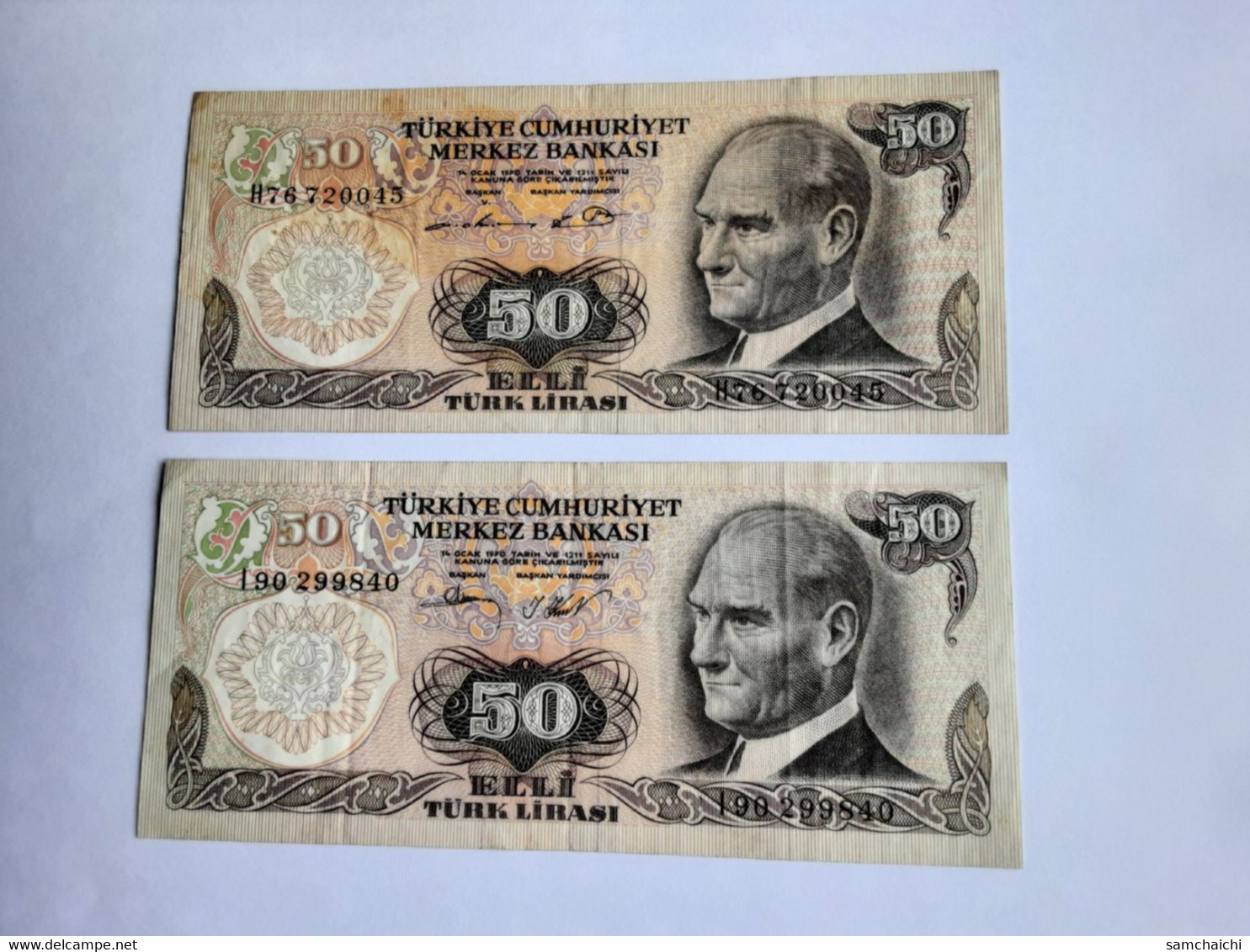 13 circulated banknotes from turkey