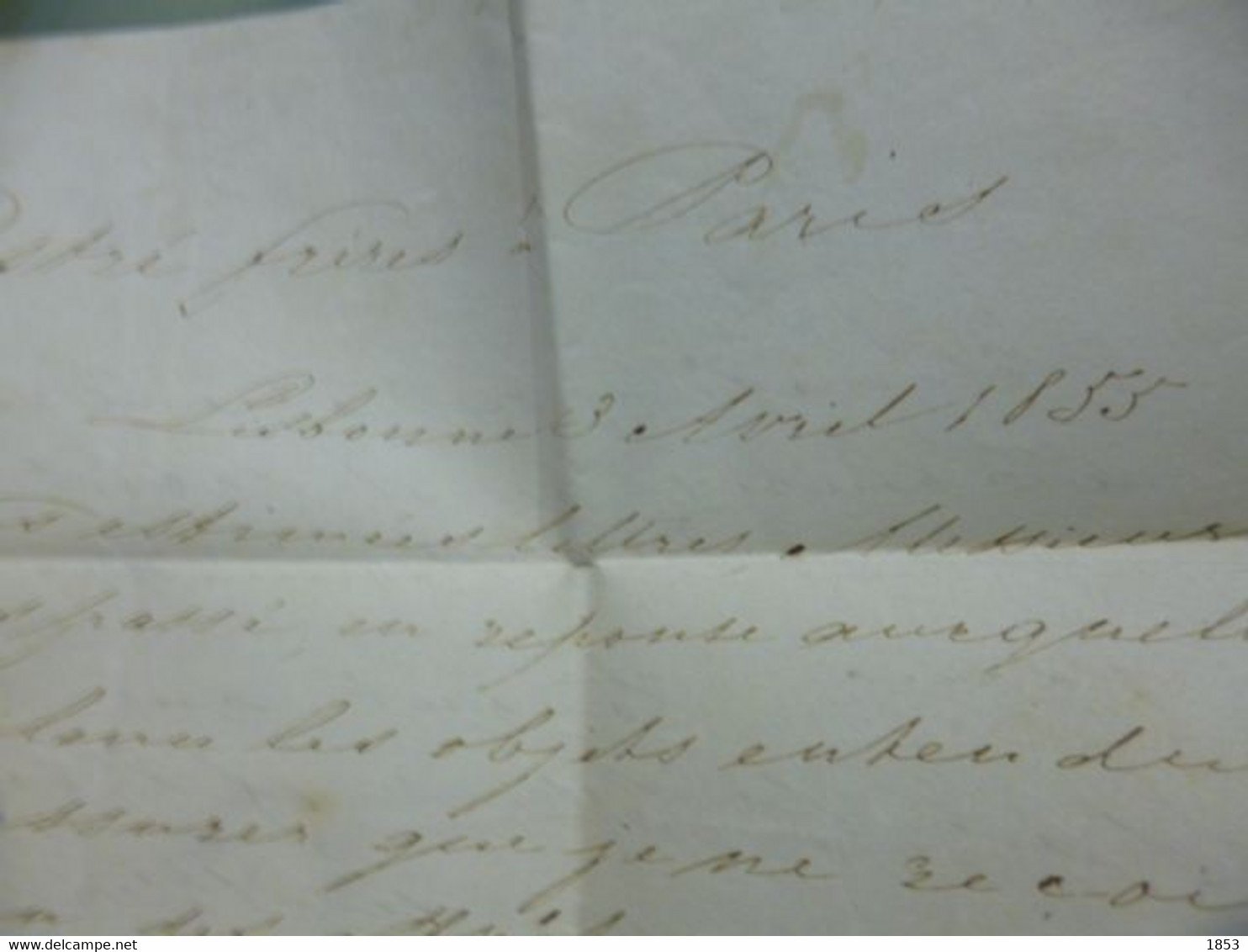 D.PEDRO V - CABELOS LISOS - CUNHO I -  LISBOA  A PARIS (03 JAN 1855) - Lettres & Documents