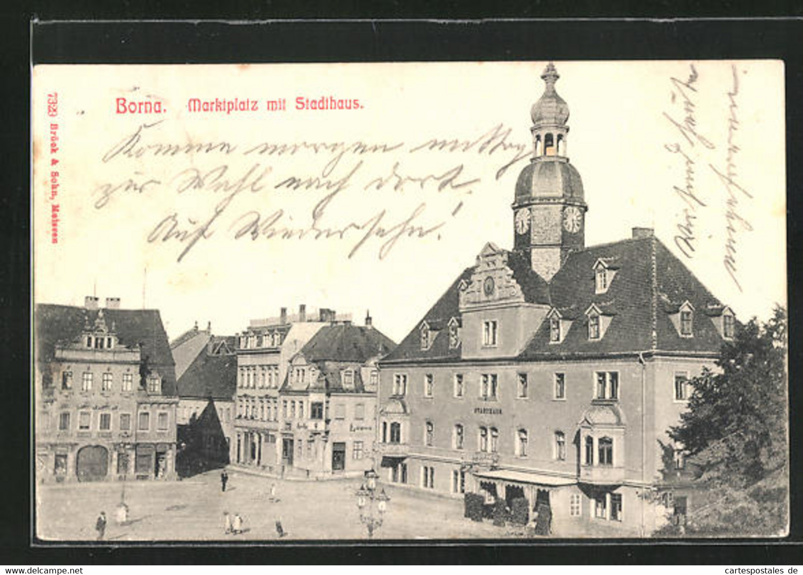 AK Borna, Marktplatz Mit Stadthaus - Borna