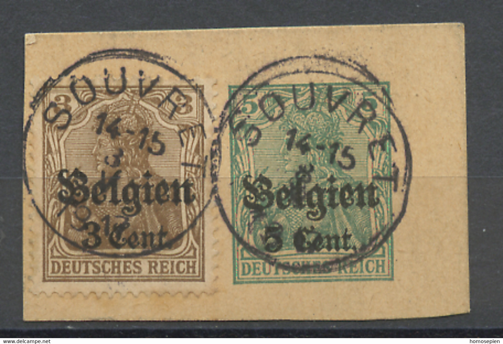 Belgique - Belgium - Belgien Entier Postal 1916-18 Y&T N°EPOA12 - Michel N°GZSBD12 (o) - 5cs5p Germania - Extrait - Ocupación Alemana
