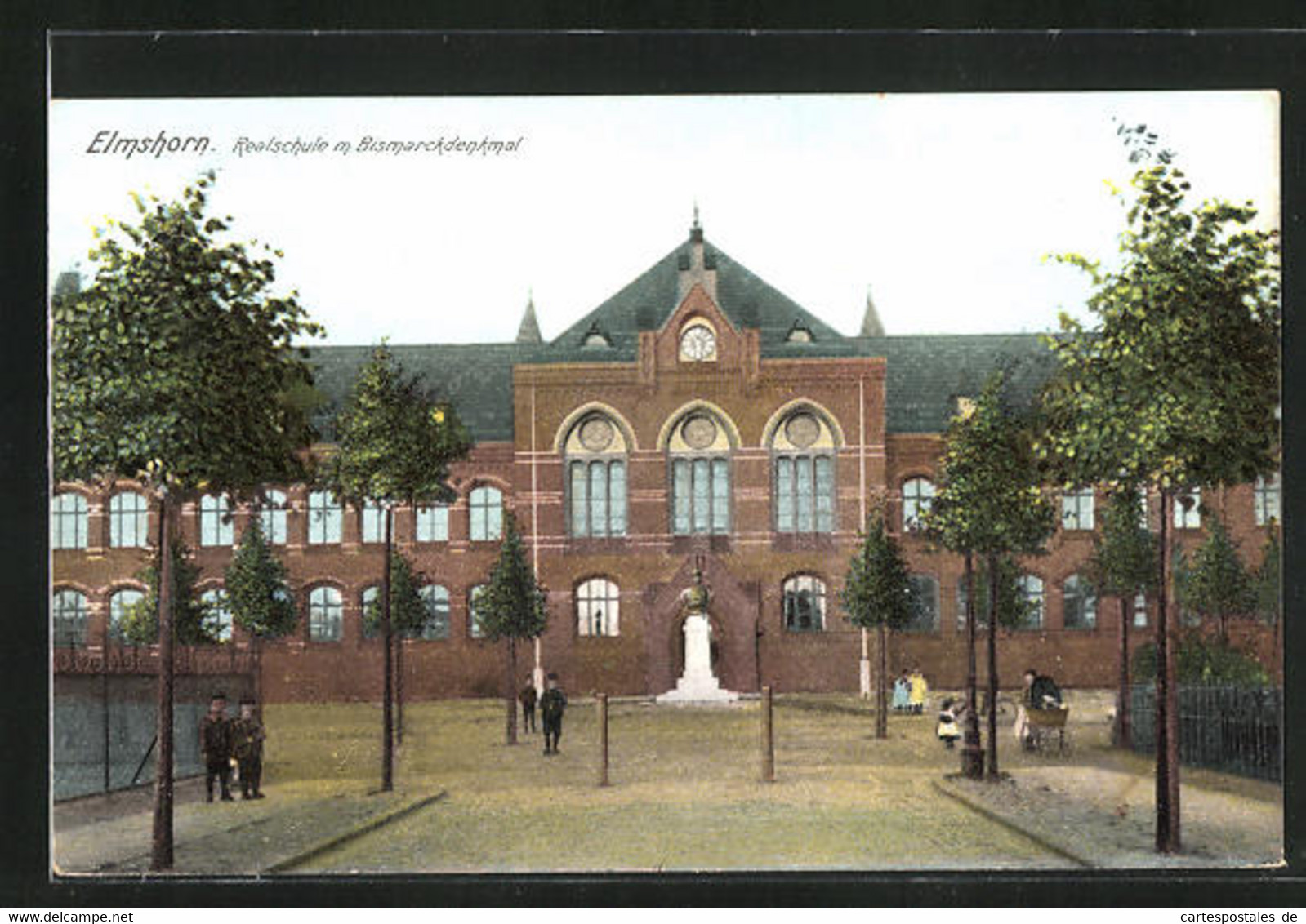 AK Elmshorn, Realschule Und Bismarckdenkmal - Elmshorn