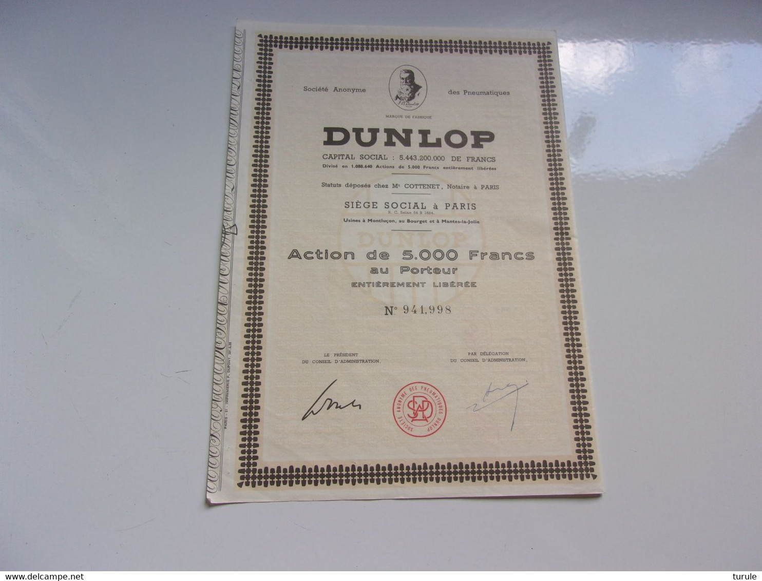 DUNLOP  (5000 Francs) - Other & Unclassified