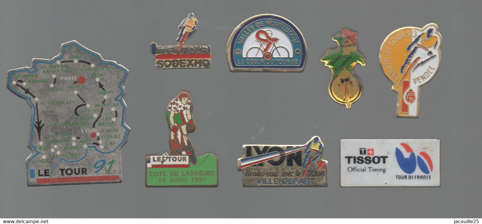 PINS PIN'S VELO CYCLISME 790 TOUR DE FRANCE TISSOT COTE LASSEURE LYON VENDEE MONTLUCON SODEXHO  LOT 8 PINS - Zubehör