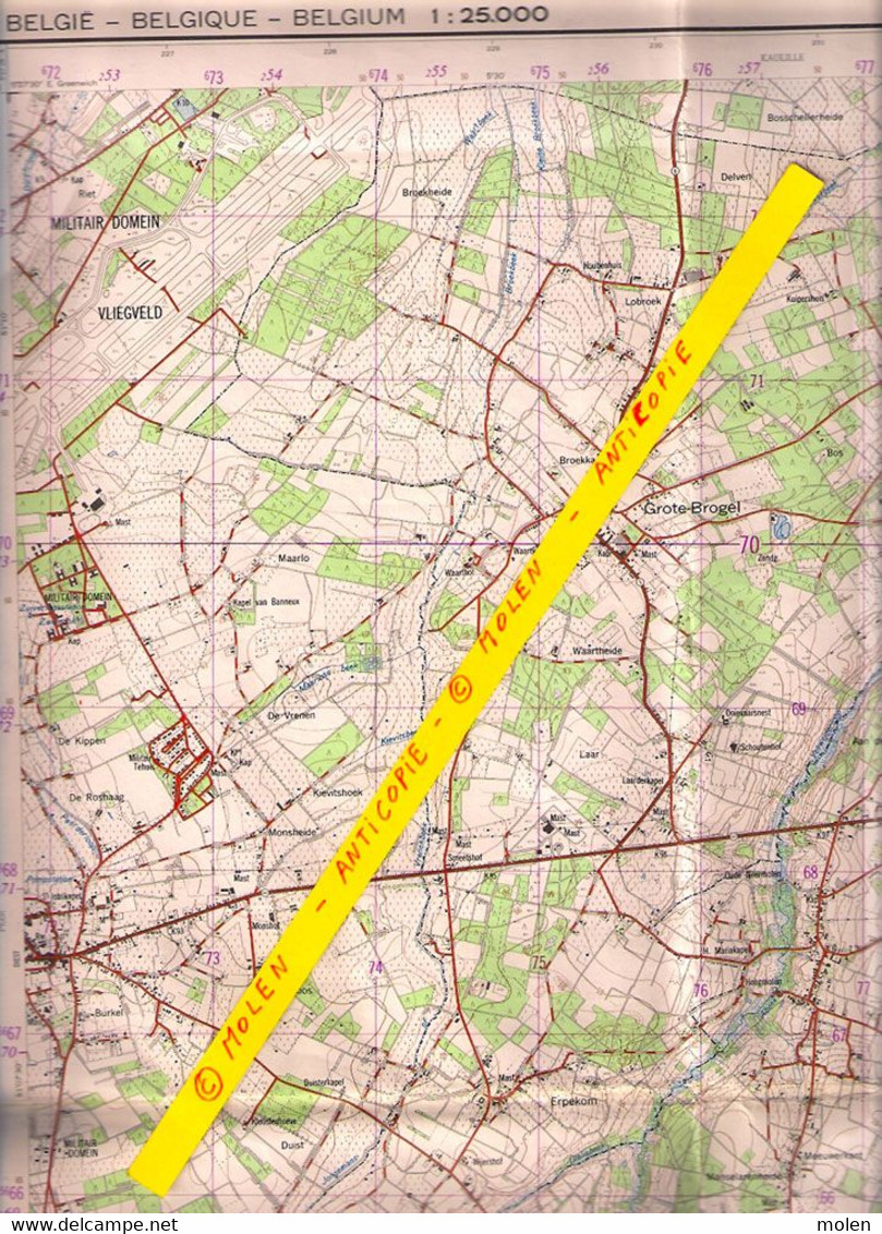 MEEUWEN BREE STAFKAART Uitg IGMB 1973 GRUITRODE BOCHOLT OPITTER GROTE BROGEL NEERGLABBEEK WIJSHAGEN Schaal 1/25.000 S278 - Meeuwen-Gruitrode