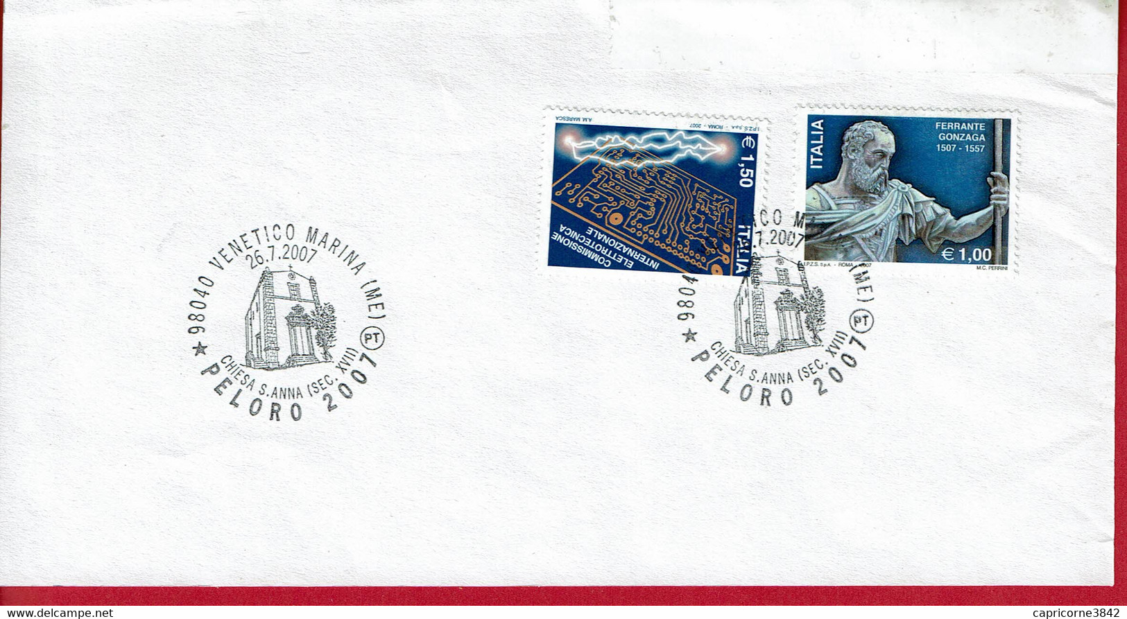 2007 - Italie - Oblitération Temporaire "PELORO 2007" - VENETICO MARINA - CHIESA S. ANNA (sur Fragment D'enveloppe) - 2011-20: Poststempel