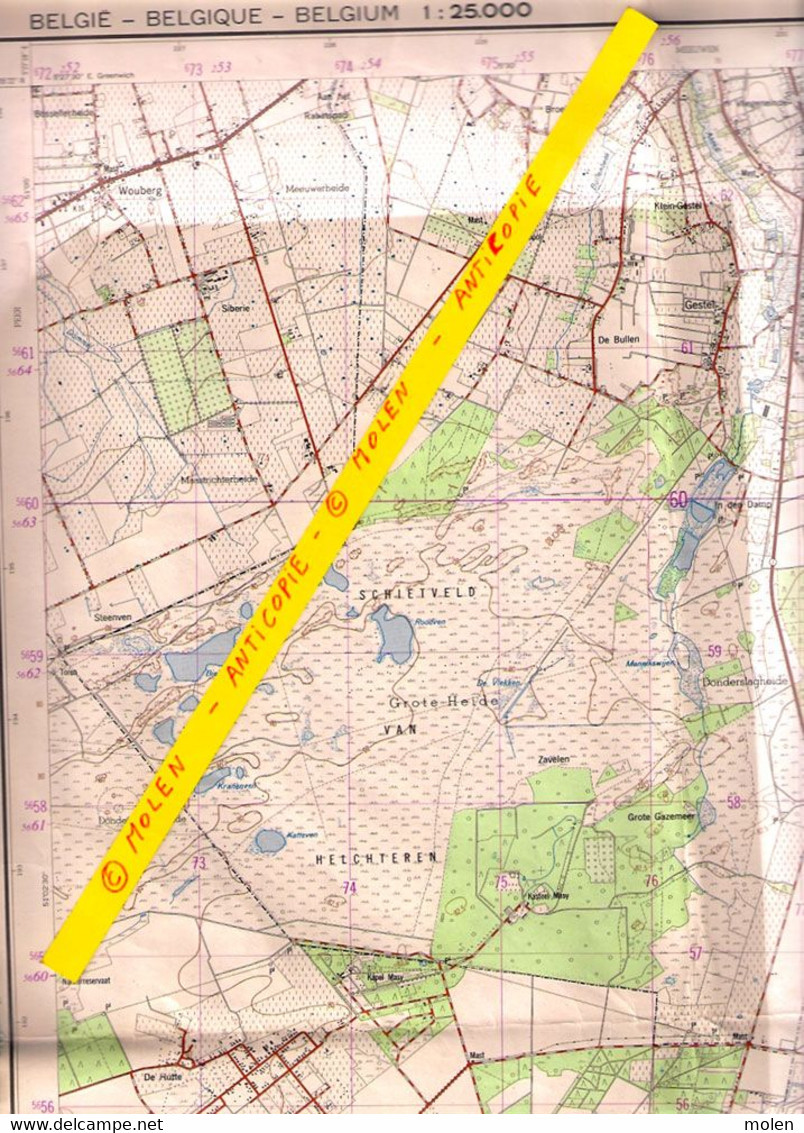 OPGLABBEEK Oudsbergen WATERSCHEI OPOETEREN STAFKAART 1/25.000 Uitg 1973 AS ZWARTBERG HELCHTEREN LOUWEL ZEVENHUIZEN S277 - Opglabbeek