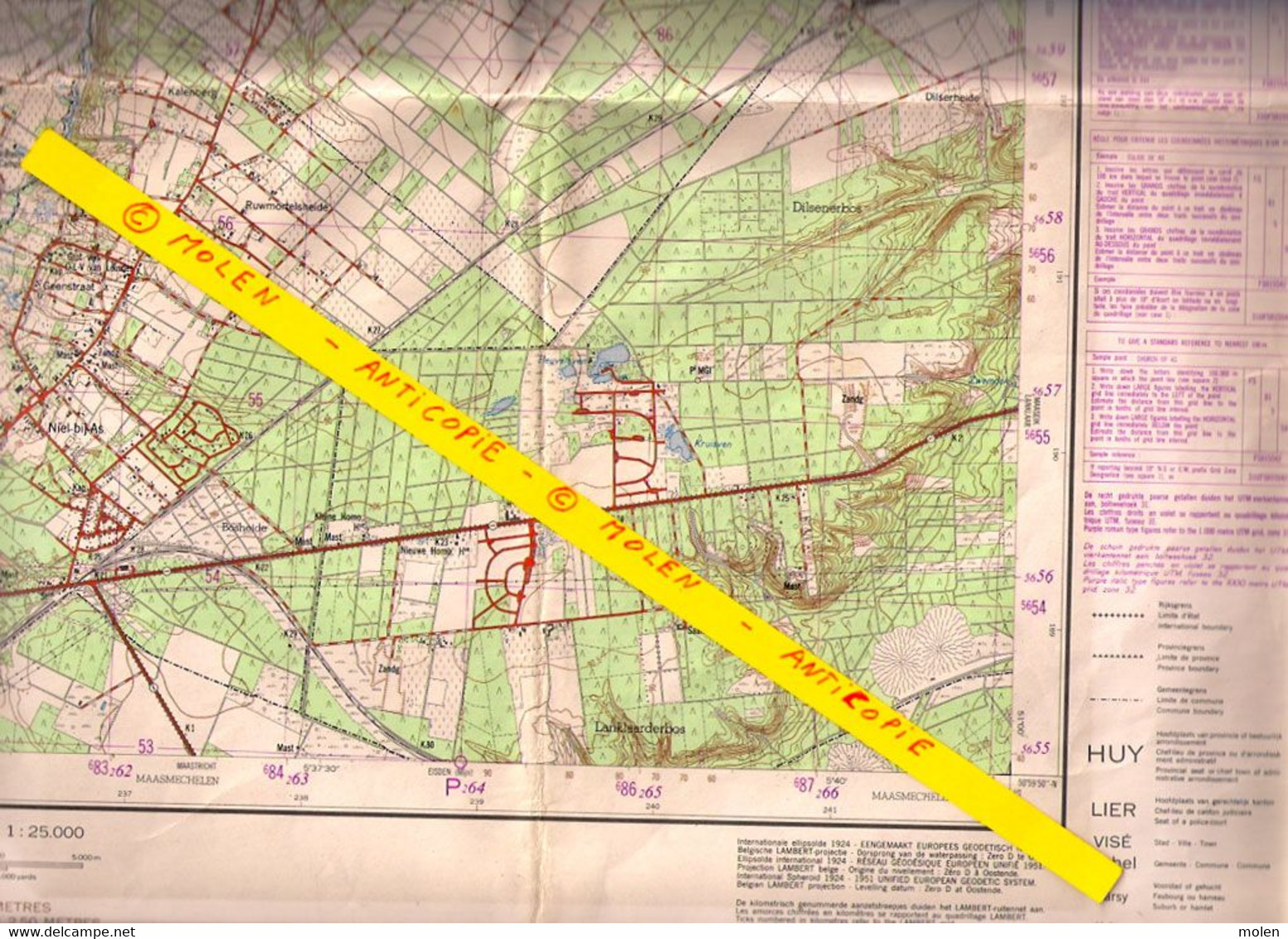 OPGLABBEEK Oudsbergen WATERSCHEI OPOETEREN STAFKAART 1/25.000 Uitg 1973 AS ZWARTBERG HELCHTEREN LOUWEL ZEVENHUIZEN S277 - Opglabbeek