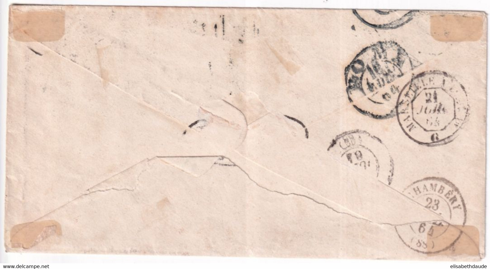 1861 - ETATS PONTIFICAUX -  ENTREE E.PONT 1. S.E. Par MARSEILLE ! ENVELOPPE De BRACCIANO => CHAMBERY - Entry Postmarks