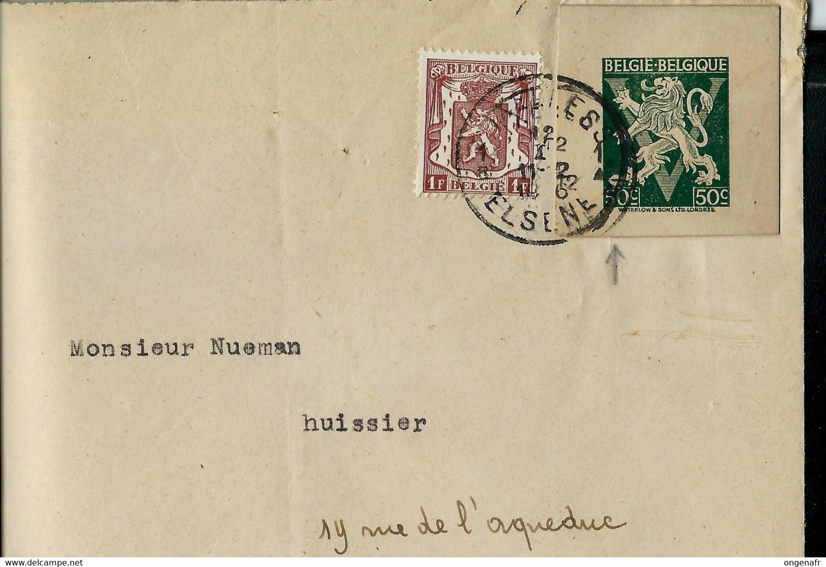 Env. ( E )  Obl.  IXELLES - ELSENE 1946 - Landpost (Ruralpost)