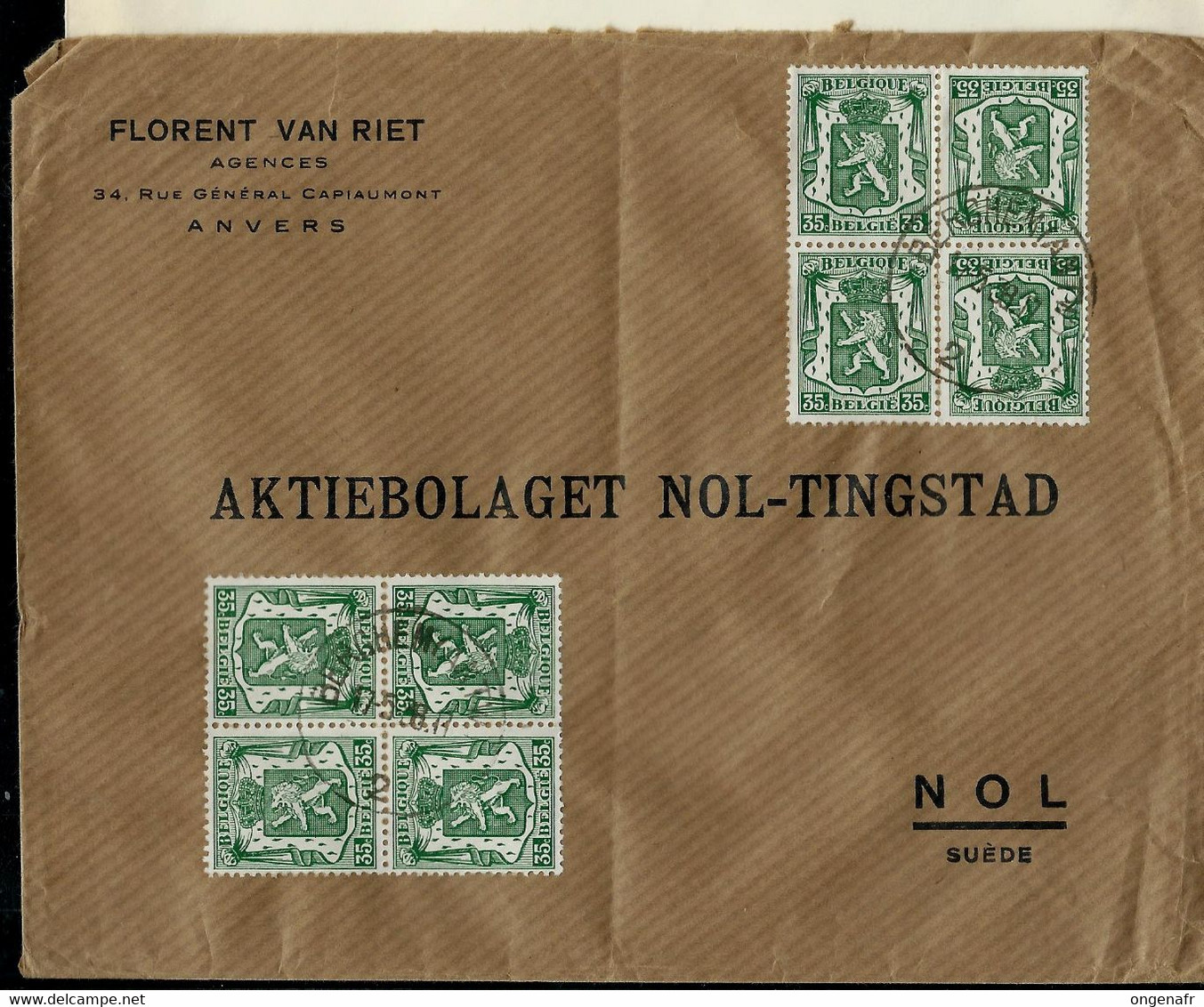 Env. ( E )  Obl.  BERCHEM 1938 - Landpost (Ruralpost)