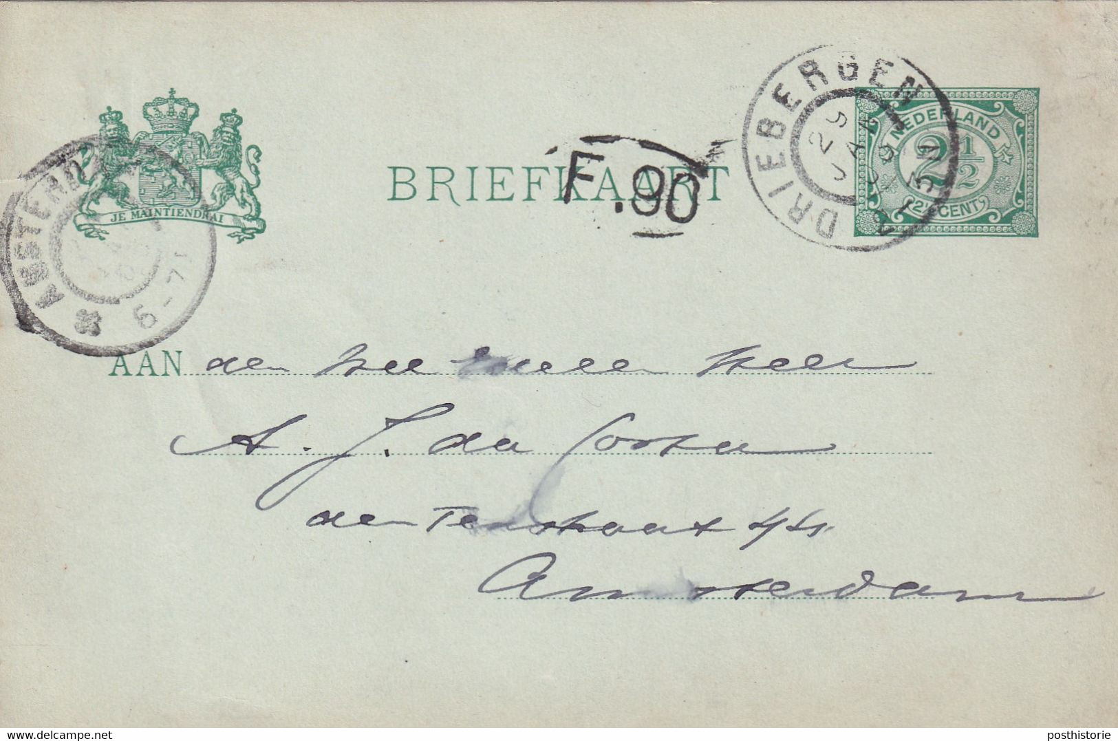 Briefkaart 29 Jan 1903 Driebergen (postkantoor Grootrond) Naar Amsterdam - Macchine Per Obliterare (EMA)