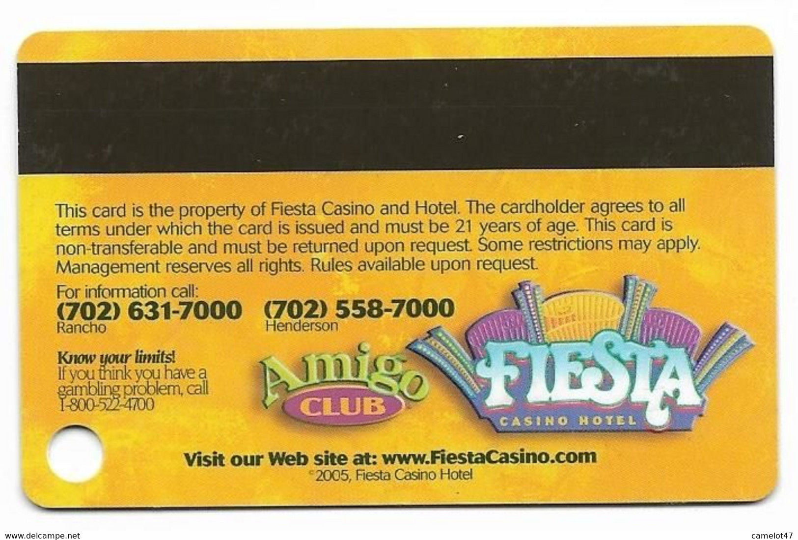 Fiesta Casino, Las Vegas & Henderson, NV, Older Used Slot Or Player's Card, ## Fiesta-1a - Casino Cards