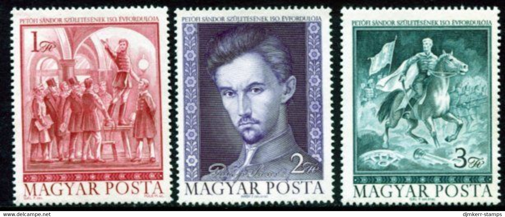 HUNGARY 1972 Petofi Anniversary MNH / **.  Michel 2828-30 - Neufs