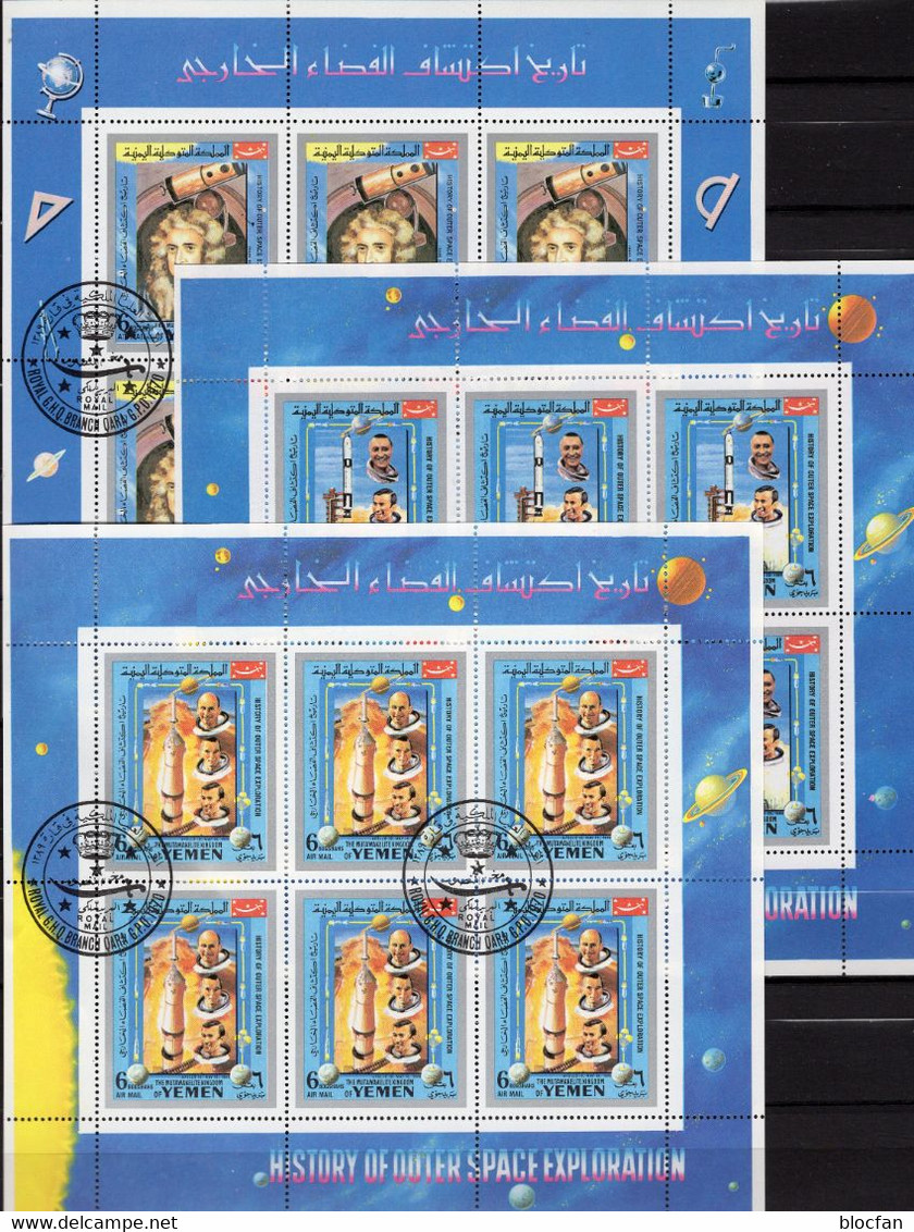 Set 3 US-spaceteam 1960-1975 Jemen 863+872+882 KB O 18€ Newton Raumfahrt Gemini 3 Apollo 10 S/s M/s Blocs Bloque Bf NASA - Collezioni