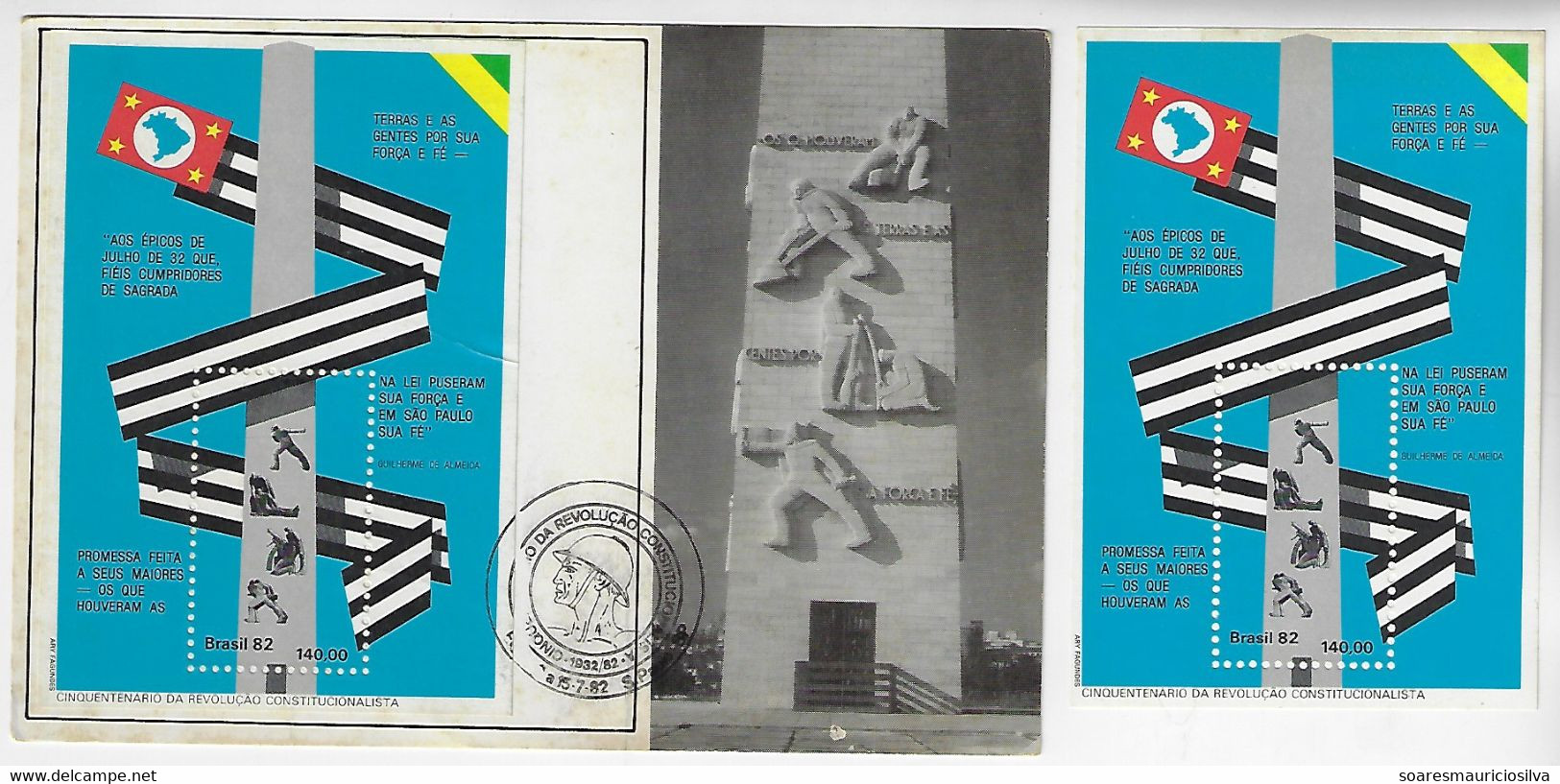 Brazil 1982 Souvenir Sheet RHM-B-52 50 Years Of The Constitutionalist Revolution Mint + Maximum Card - Maximum Cards