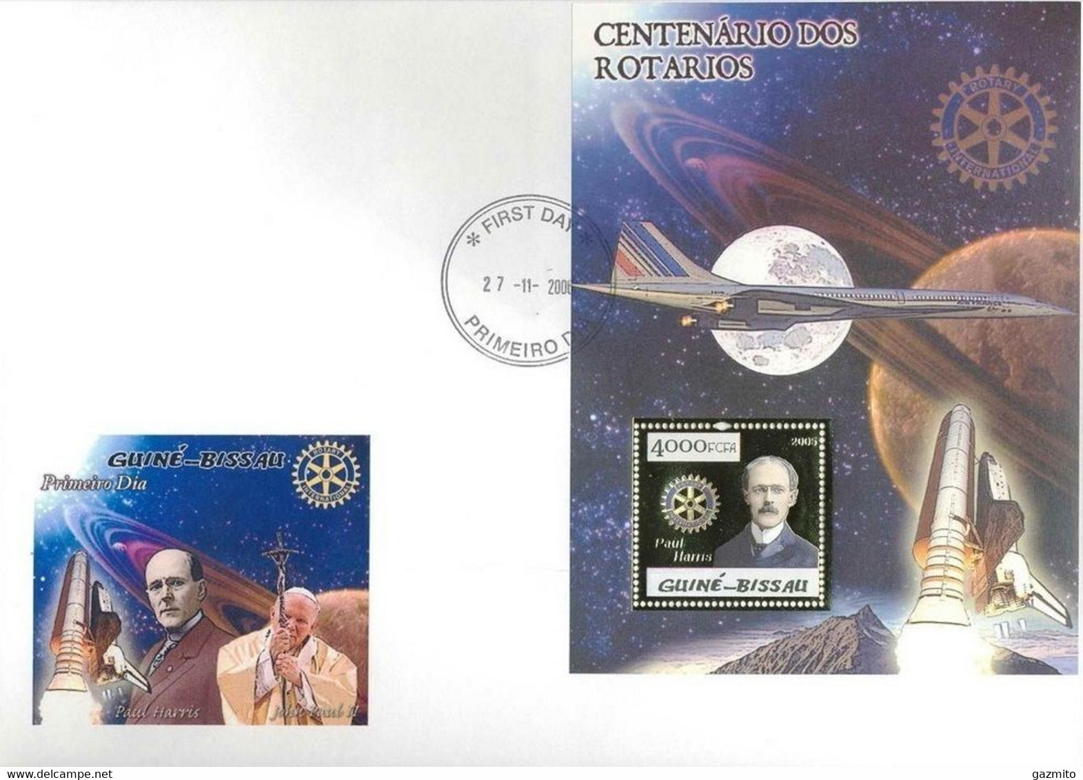 Guinea Bissau 2005, Rotary, Concorde, Rotary, Satellite, BF GOLD FDC - Africa