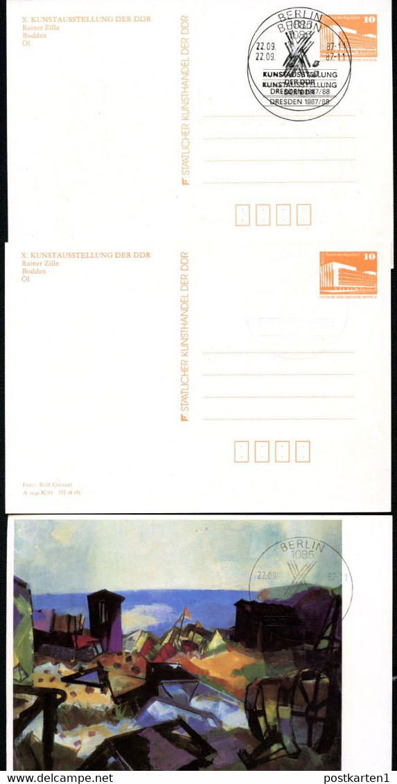 DDR PP19 B1/002-016-1a 23 Privat-Postkarten BESONDERHEITEN KUNSTAUSSTELLUNG Dresden 1987 - Cartes Postales Privées - Oblitérées