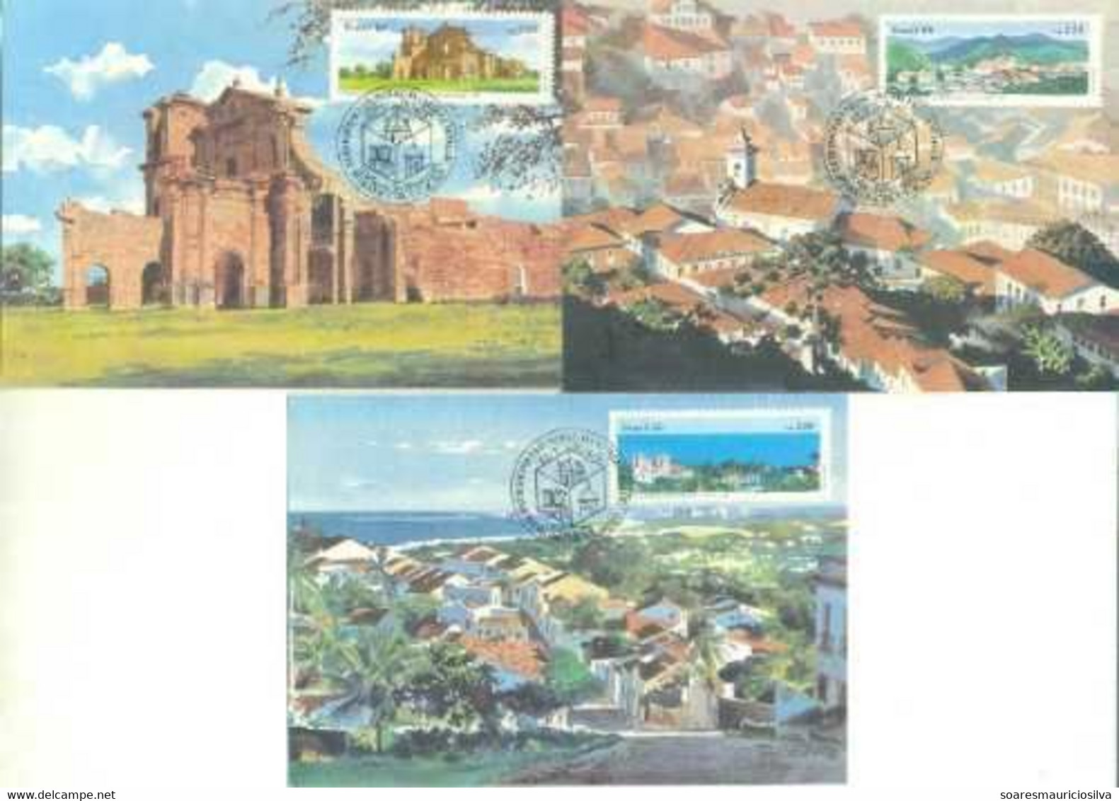 Brazil 1985 Complete Series 3 Maximum Card Stamp World Heritage Of Humanity Architecture - Tarjetas – Máxima