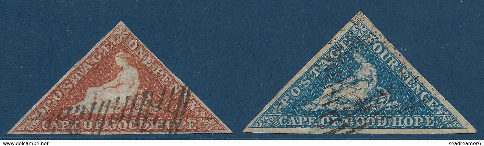 Cap De Bonne Esperance N°1 & 2 Oblitérés Tres Frais Obliterations Légères Signés Calves - Cape Of Good Hope (1853-1904)