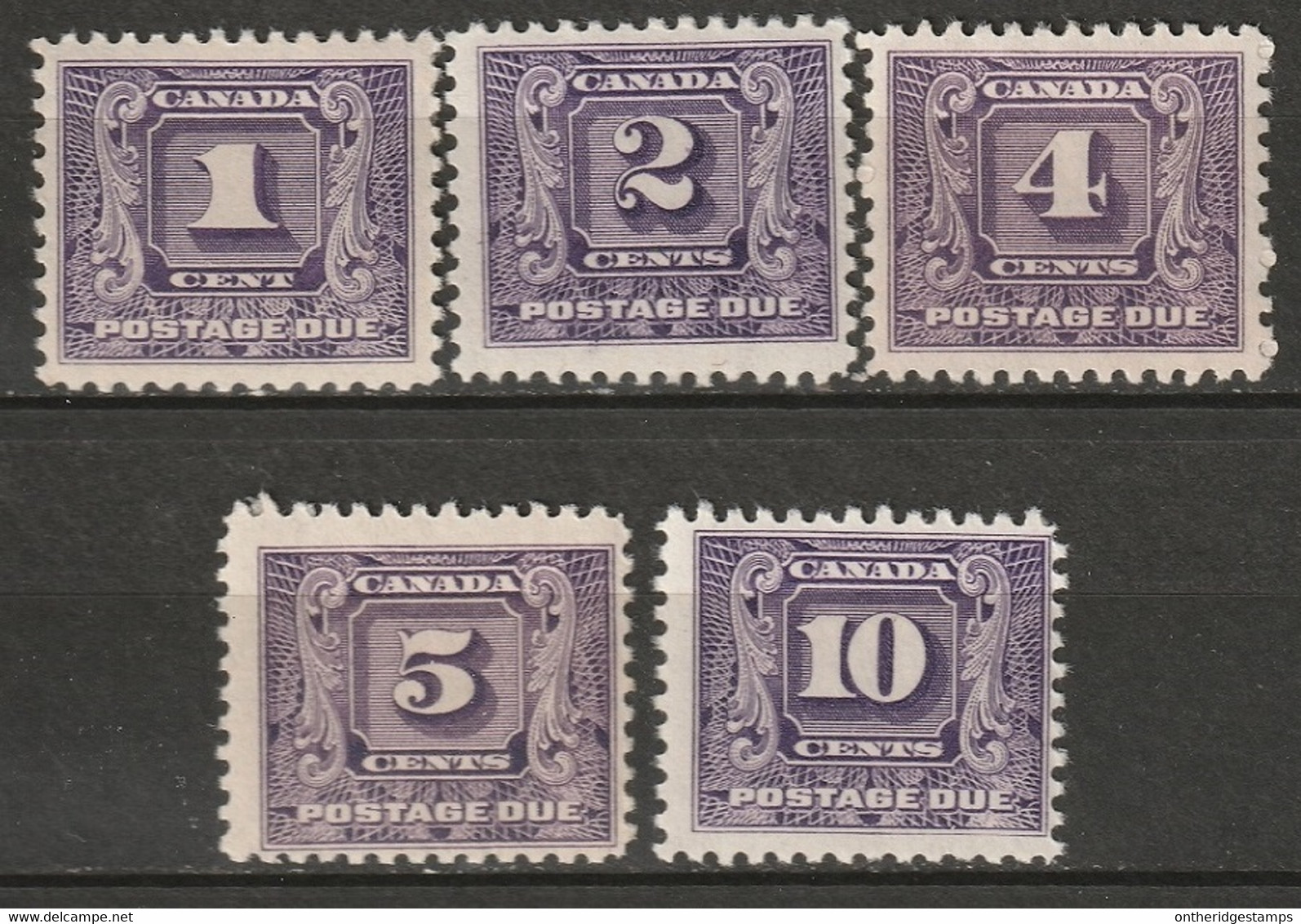 Canada 1930 Sc J6-10  Postage Due Set MH* (J9 Disturbed Gum) - Postage Due